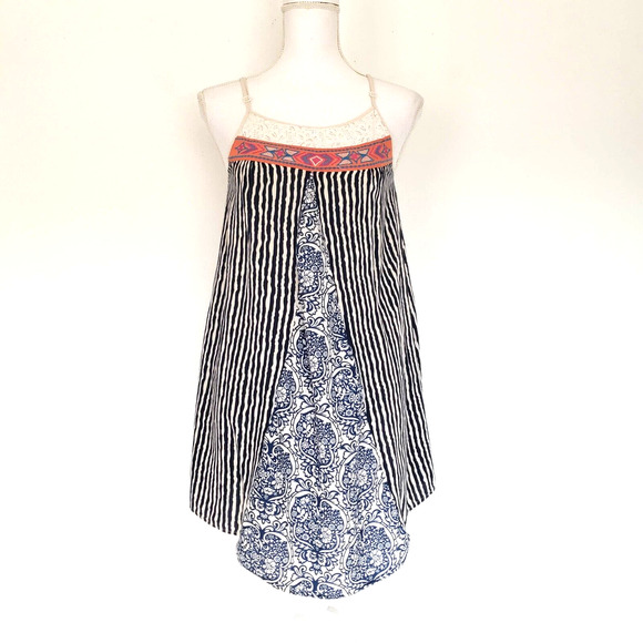 Flying Tomato Women SIZE S Geometric Tunic Top Mini Dress Spaghetti Strap FLAW - Picture 1 of 11